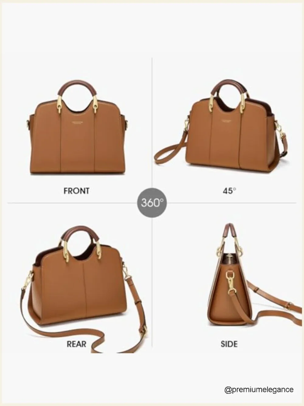 Genuine Leather Satchel Bag - Top Handle & Crossbody Tote